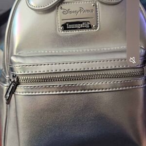 Loungefly Disney Parks Metallic Silver Backpack